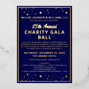Eleganter Gala-Ball-Still-Auktion in Navyblau und Folieneinladung