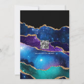 Eleganter Galaxy Blue, Lila & Gold Agate QR Code Einladung (Rückseite)