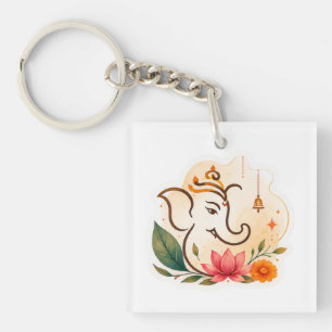 Eleganter Ganesha-Lotus-Diwali Schlüsselanhänger