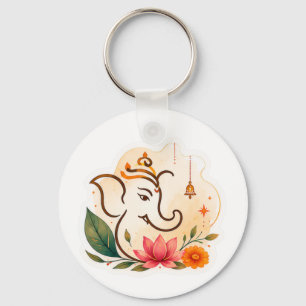 Eleganter Ganesha-Lotus-Diwali Schlüsselanhänger