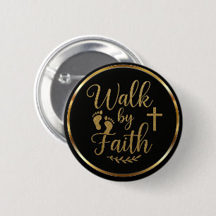 Eleganter Gang von Faith Black & Gold Christian Button