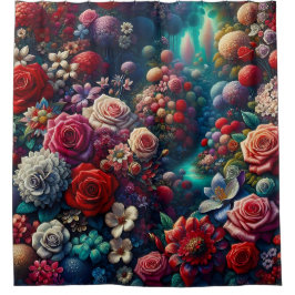 "Eleganter Garden Stream - Vibrierende Blumenkunst Duschvorhang