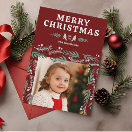 Eleganter Garland Border Kardinal Weihnachten