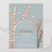 Eleganter Garten Blätter Schmetterlinge Brautparty Folie Einladungspostkarte (Vorderseite)