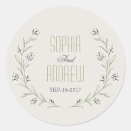 Eleganter Garten Blumen rustikale Hochzeit Monogra Runder Aufkleber