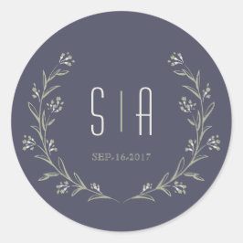 Eleganter Garten Blumen rustikale Hochzeit Monogra Runder Aufkleber