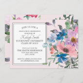 Eleganter Garten Lila Rosa Blumengrau Party Einladung (Vorne/Hinten)