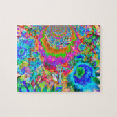 Eleganter Garten mit abstrakt rosa blauen Blumen Puzzle (Horizontal)