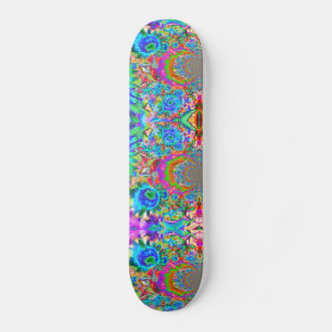 Eleganter Garten mit abstrakt rosa blauen Blumen Skateboard