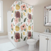 Eleganter Garten mit Blumen. Rosa und weiß Duschvorhang (Beispiel)