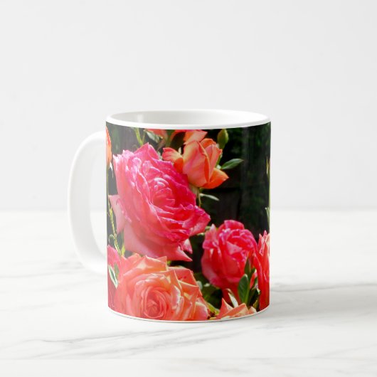 Eleganter Garten mit orangefarbenen Rose Rose Kaffeetasse (Vorderseite Links)