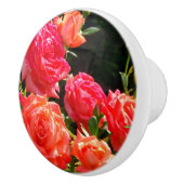 Eleganter Garten mit orangefarbenen Rose Rose Keramikknauf (Rechts)