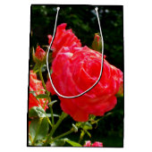 Eleganter Garten mit orangefarbenen Rose Rose Mittlere Geschenktüte (Rückseite)