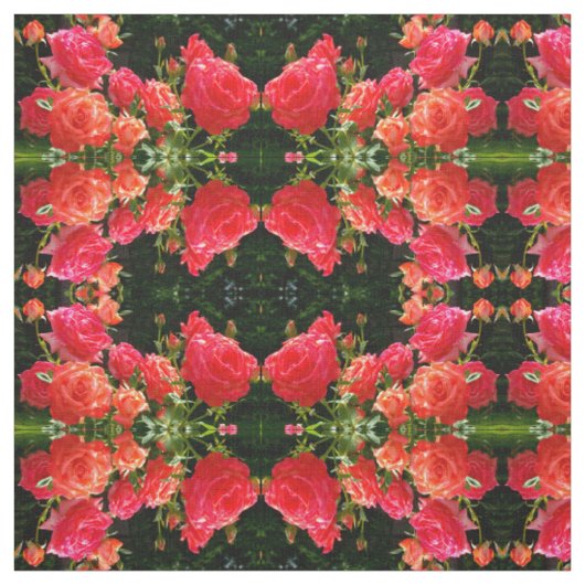 Eleganter Garten mit orangefarbenen Rose Rose Stoff (Muster)