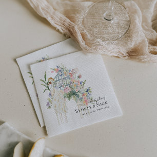Eleganter Garten-Pfau-Blumen-Hochzeit Serviette