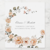 Eleganter Garten und Pfirsichgarten Hochzeitsfest Weinetikett (Einzelnes Label)