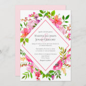 Eleganter Garten Wasserfarben Rosa Blumenzwiebelei Einladung (Vorne/Hinten)