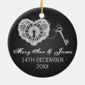 Eleganter Gastgeschenk Hochzeits-Schlüssel zu Keramik Ornament (Hinten)