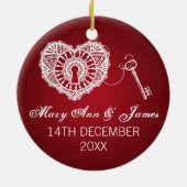 Eleganter Gastgeschenk Hochzeits-Schlüssel zu Keramikornament (Hinten)