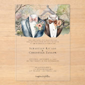 Eleganter Gay Garden Hochzeit von zwei Hochhäusern Acryleinladungen (Vorderseite)