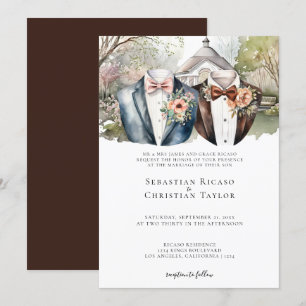 Eleganter Gay Garden Hochzeit von zwei Hochhäusern Einladung