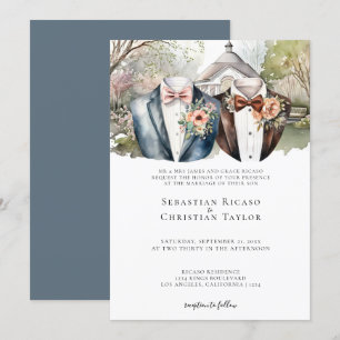 Eleganter Gay Garden Hochzeit von zwei Hochhäusern Einladung