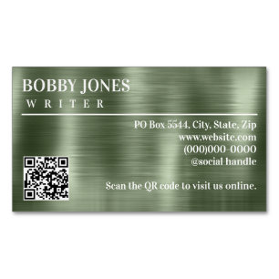 Eleganter, gebürsteter grüner Folien - QR-Code Magnetische Visitenkarte