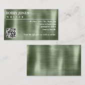 Eleganter, gebürsteter grüner Folien - QR-Code Visitenkarte (Vorne/Hinten)