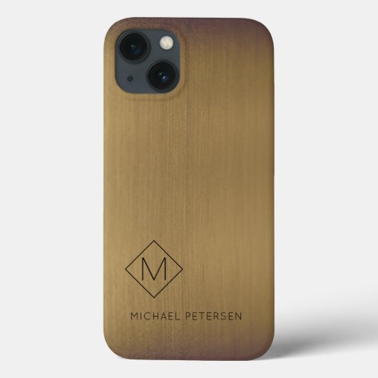 Eleganter, gebürsteter, mit Monogramm Name Case-Mate iPhone Hülle (Rückseite)