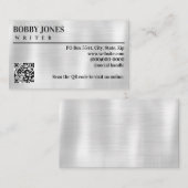 Eleganter, gebürsteter Silber Foil Metallic QR Cod Visitenkarte (Vorne/Hinten)