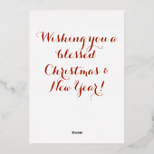 Eleganter Geburtsname Folien Feiertagskarte (Rückseite)