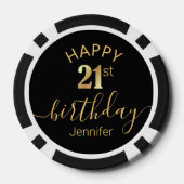 eleganter Geburtstag 21. goldener schwarzer Chic Pokerchips (Rückseite)