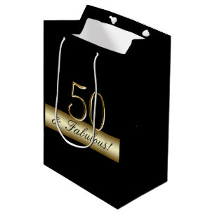 Eleganter Geburtstag 50 des Gold50. und Mittlere Geschenktüte
