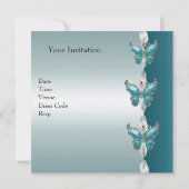 Eleganter Geburtstag Aquamariner Blauschmetterling Einladung (Rückseite)