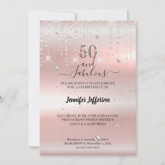 Eleganter Geburtstag Einladung (Vorderseite)