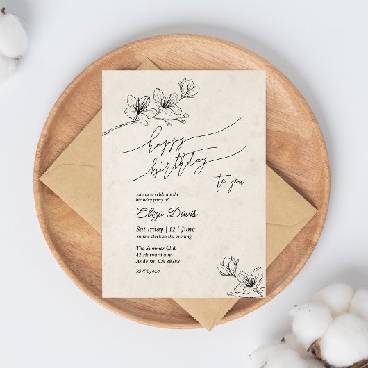 Eleganter Geburtstag Einladung mit Blume