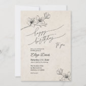 Eleganter Geburtstag Einladung mit Blume (Vorderseite)