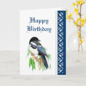 Eleganter Geburtstag, Magpie, Vogelwelt Karte (Gelbe Blume)