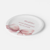 Eleganter Geburtstag mit rosa Schleife Pappteller (Schrägansicht)