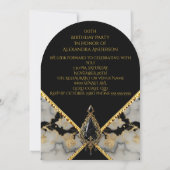 Eleganter Geburtstag Schwarz-weiß Marble Gold Jewe Einladung (Rückseite)