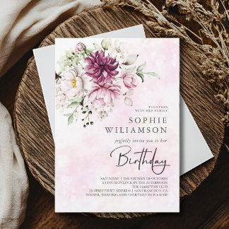 Eleganter Geburtstag von Peonies Einladung