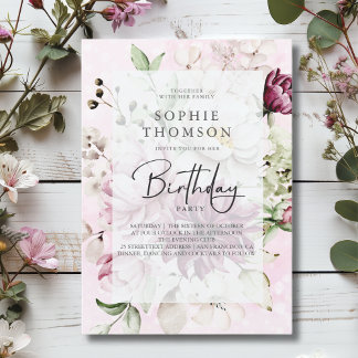 Eleganter Geburtstag von Peonies Einladung