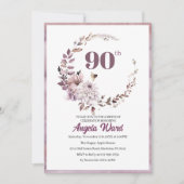 Eleganter Geburtstagsfeier Blumenbeete 90. Glitzer Einladung (Vorderseite)