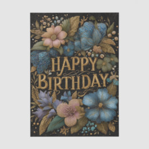 Eleganter Geburtstagsgruß mit goldenem Text Seidenpapier