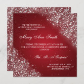 Eleganter Geburtstagsparty-Glitzer Rot Einladung (Vorne/Hinten)
