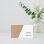 Eleganter, gedruckter Kraft White Geometric Consul Visitenkarte (Stehend Vorderseite)