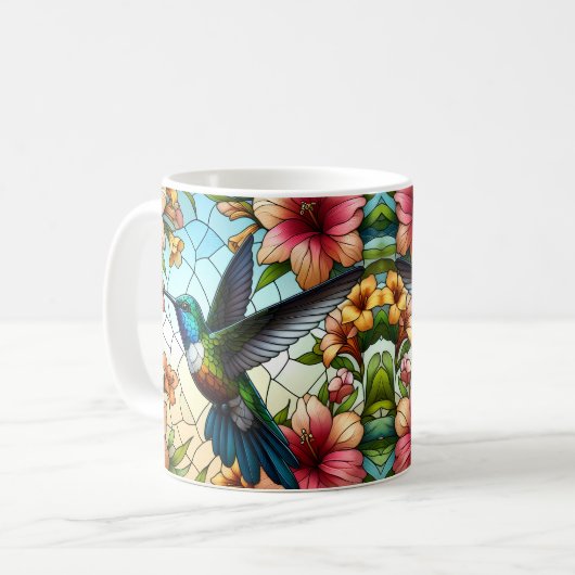 Eleganter, gefestigter Glaseffekt von Hummingbird Kaffeetasse (Vorderseite Links)