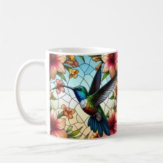 Eleganter, gefestigter Glaseffekt von Hummingbird Kaffeetasse (Links)