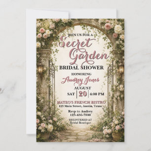 Eleganter Geheimgarten Floral Brautparty Einladung