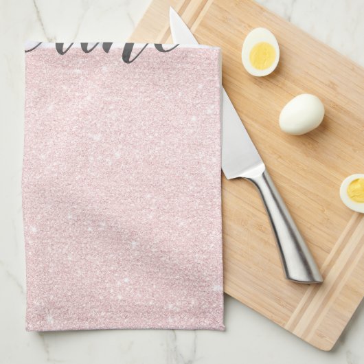 Eleganter, geistlicher Rose-Gold-Glitzer und weiße Geschirrtuch (Viertel Falte)